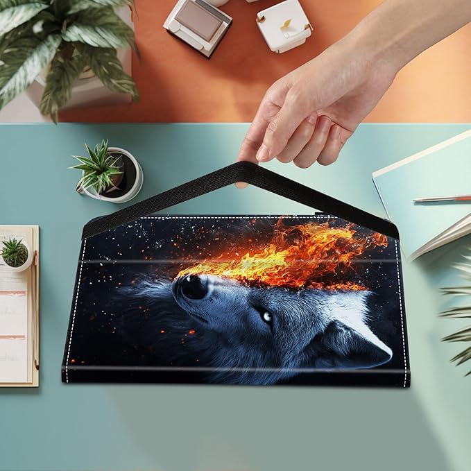 Case for Samsung Galaxy Tab A9 Plus/A9+ 5G 11 Inch 2023 Model (SM-X210/X216/X218)Card Slot PU Leather TPU Case Pen Holder Auto Wake SleepWolf in The Fire