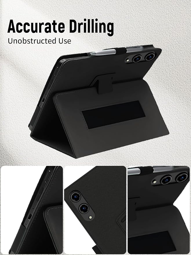for TECLAST T65 13.4 Inch Tablet Case PU Leather Folding Cover with Pen Holder and Wrist Strap Business Travel Portable (Black)