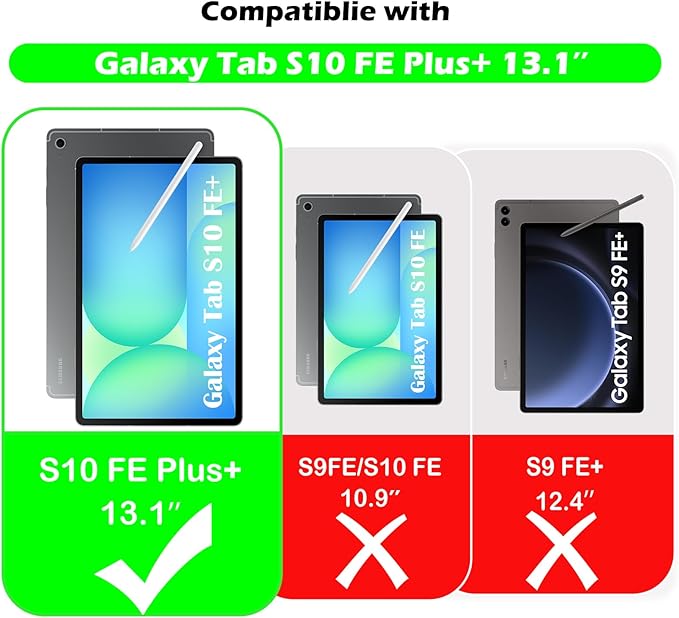 for Samsung Galaxy Tab S10 FE+ Plus Case 13.1 inch 2025 Kids EVA Shockproof Cover with Stand Handle (Red)