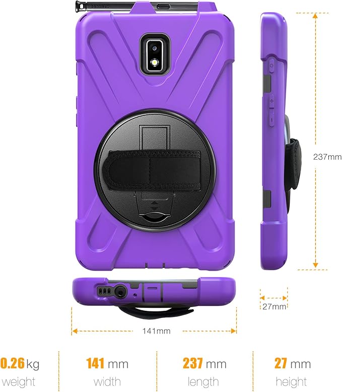 Case for Samsung Galaxy Tab Active 2 8.0 T390 T395 T397 Military Grade [15 ft Drop Tested] Full-Body Shockproof Protective Cover with 360° Rotation Stand Hand Strap &amp Pencil Holder