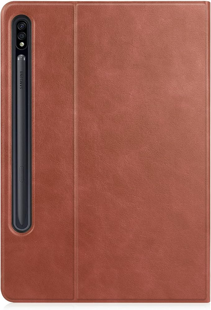 12.4 Inch Case for Samsung Galaxy Tab S8 Plus/S8+ 2022/S7 FE 2021/Tab S7 Plus/S7+ 2020 (SM-X800/T730/T970) with S Pen Holder &amp [Auto Wake/Sleep] Premium PU Leather Folding Stand Cover Brown
