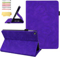 Fire HD 10 Case 9th/7th Generation (2019/2017) 10.1 with Pencil Holder Elastic Band Pocket Multi-Angle Stand Magnetic Folio Wallet PU Leather TPU Shockproof Cover Purple Paisley Flower