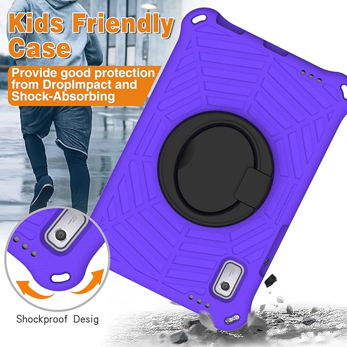 Compatible with Lenovo Tab M9 9.0 inch (TB-310FU) 2023 Case Tablet for Kids Light Weight EVA Rugged Shockproof Full Cover 360 Rotating Handle Stand Case (Purple)