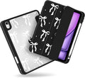 MecBevia Case for iPad Air 11-inch M4 2026 / M3 2025 / M2 2024 Slim Protective Cover with Built-in Pencil Holder Auto Wake/Sleep White Bow