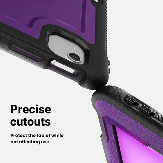Batianda Case for iPad Air 13-inch 2025 M3 2024 M2 Chip Multilayered Rugged Durable Shockproof Tablet Cover with 360° Rotating Hand Strap Foldable Hidden Stand Purple