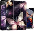 Mektron Case for M5/ M4 iPad Pro 11 inch 2025/2024 with Pencil Holder Compatible Models: A3357/A3358/A3359/A2836/A2837/A3006 Tablet Cover with Soft TPU Back CoverButterfly