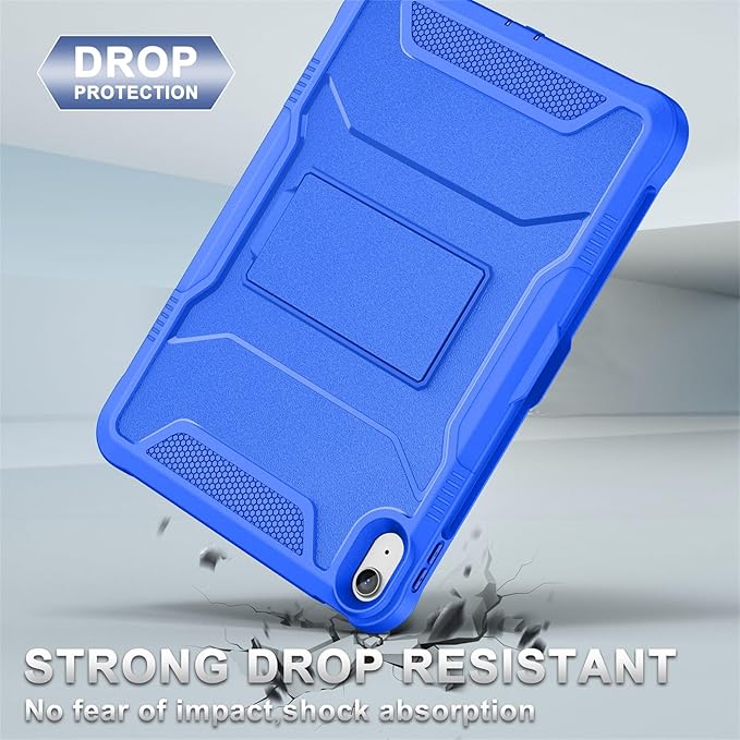 Soke Case for iPad (A16) 11th Generation 11-inch 2025 iPad 10th Generation 10.9-inch 2022 with Built-in Screen Protector and Kickstand Rugged Full Body Protective Cover - Abyss Blue