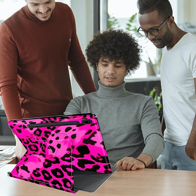 Case for Samsung Galaxy Tab S6 10.5 2019 (Model SM-T860/T865/T867) Pink Leopard Print Theme 360 Degree Rotating Stand Smart Protective Cover for Samsung S6 T860 Tablet