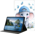 Case for iPad Air 3 10.5 2019/iPad Pro 10.5 2017Slim PU Leather Cover Adjustable Stand Auto Wake/SleepBlue Butterfly Elephant Baby