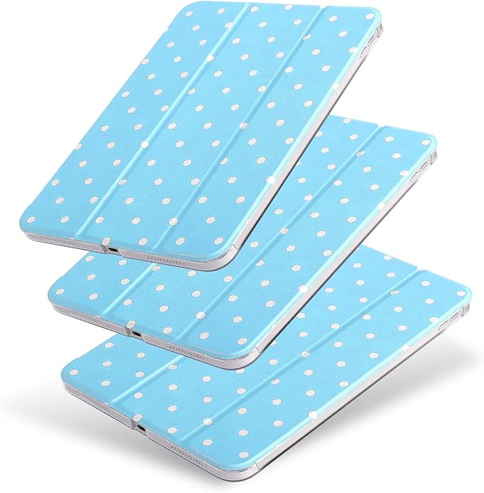 case for ipad 11th Generation11 Inch 2025 (A16 Chip) &amp 10th Gen 10.9 Inch 2022 - Slim Scratch-Resistant Hard PC Translucent Back Shell Smart Cover Wake/Sleep FunctionBlue White Polka dot
