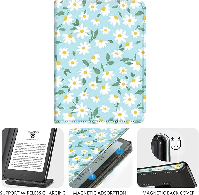 CoBak Case for 6 E-Reader - PU Leather Smart Cover with Auto Sleep/Wake &amp Hand Strap not Compatible with Kobo ClaraBlue Daisy