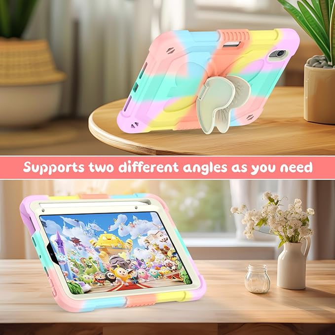 for iPad Mini 7 (A17 Pro) 2024/Mini 6 8.3'' Butterfly Case for Kids Girls Cute Kawaii Girly Butterfly Soft Silicone Cover with Stand Shoulder Strap for iPad Mini 7th/6th Generation 8.3 Pink