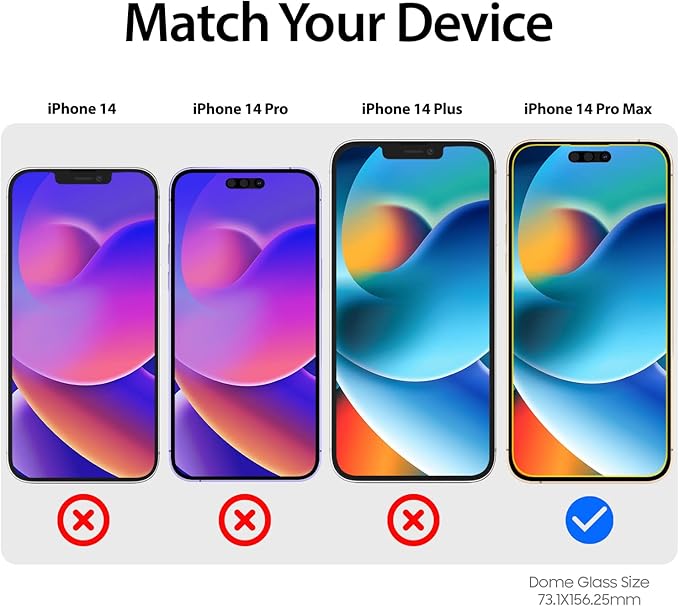 DOME GLASS Whitestone [Perfect Full Coverage] Tempered Glass Screen Protector for iPhone 14 Pro Max with UV lamp [2Pack]