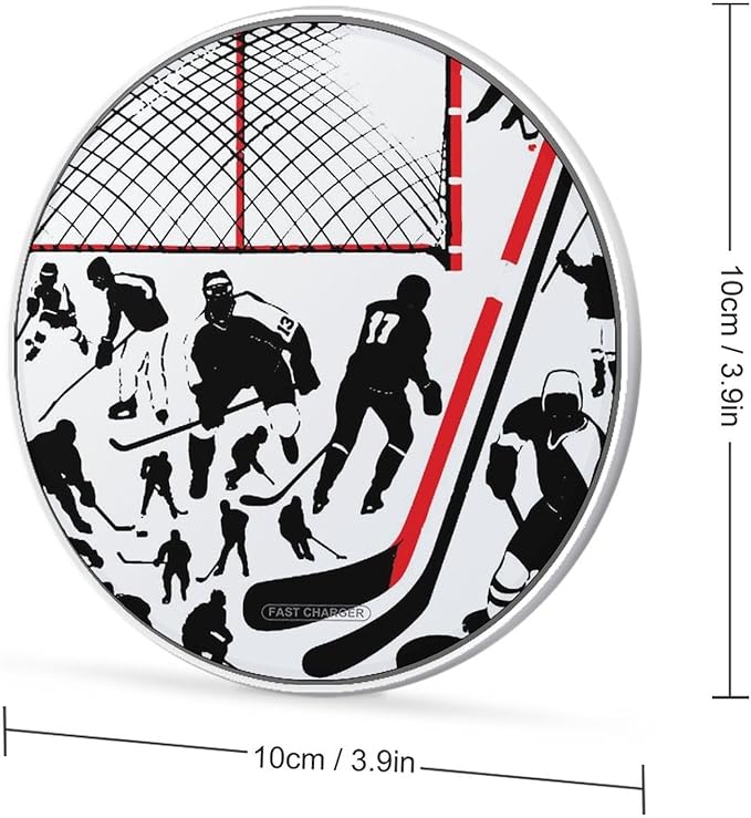Hockey Player Wireless Charger Pad Portable Wireless Charging Station Compatible with All Smartphone