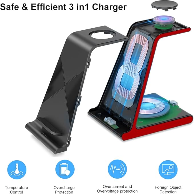 Wireless Charger for Samsung S25 Ultra Charging Station for Galaxy S25/S25 Edge/S24 Ultra/S24+/S24/S23/S22/Note 20/Z Flip 7/Fold 7 for Galaxy Watch 8/8 Classic/Ultra/7/6 Galaxy Buds 2 Pro/Pro