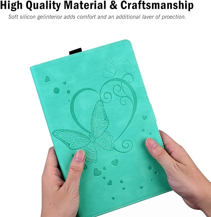 Case for Fire HD 10 Tablet 9th/7th/5th Generation 2019/2017/2015 Release Multiple Angles Viewing Stand Cover Soft TPU Back Cover with Pen Holder and Auto Wake/Sleep Green