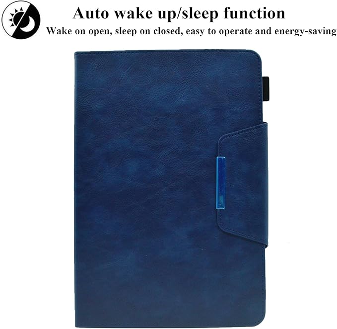 Folio Case for Amazon Kindle Fire HD 8/Fire HD 8 Plus (12th/10th Generation 2024/2022/2020) 8 UUcovers PU Leather Magnetic Smart Cover with Stand/Pencil Holder/Pockets [Auto Sleep/Wake] Blue