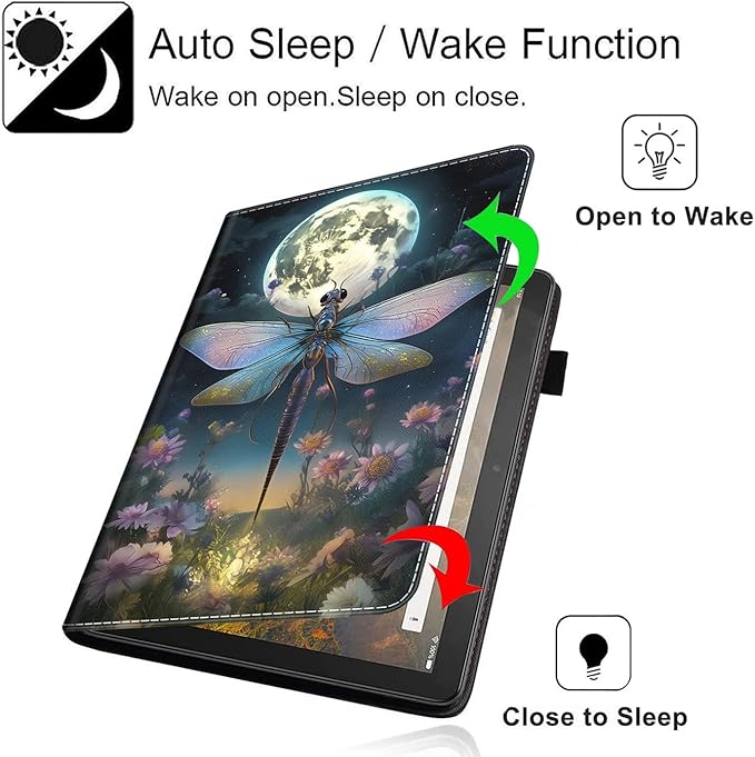 Case for All-New Amazon Kindle Fire HD 10 and Fire HD 10 Plus Tablet (13th/11th Generation 2023/2021 Release) 10.1 Slim Folding Stand Cover with Auto Wake/Sleep Dragonfly Colorful
