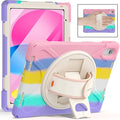 BATYUE Case for iPad (A16) 11th/10th Gen 11''/10.9'' 2025/2022 - Heavy Duty Shockproof Cover with Adjustable Hand Strap 360°Kistand Screen Protector Shoulder Strap &amp Pencil Holder | Colorful Pi