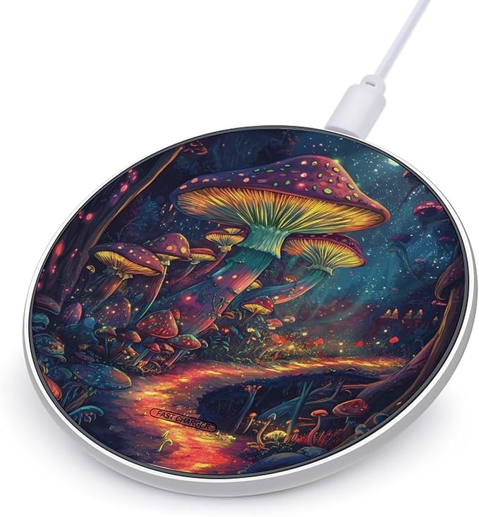 Mushroom Wireless Charger Anti-Slip Wireless Charging Pad Slim Charger Mat for Men Women