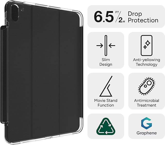 ZAGG Crystal Palace Folio iPad Air 13 (M5)/ (M4)/ (M3)/ (M2) Case - Ultra-Slim Drop-Proof up to 6.5ft Crystal Clear with Scratch-Resistant Surface Integrated Non-Magnetic Foldable Stand