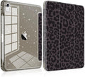 TWOLSKOO Sparkly Case for iPad Pro 11 inch (M5 2025 / M4 2024) Glitter Hard Acrylic Back with Pencil Holder Slim Trifold Stand Folio Cover Auto Sleep/Wake Black Leopard