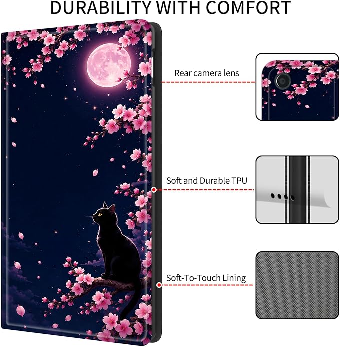 Cherry Blossom Black Cat