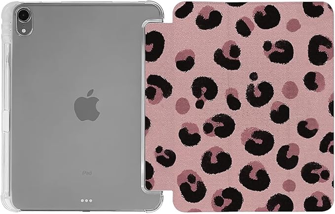 Pink Leopard Ripple Case Compatible with iPad 9th 8th 7th Generation 10.9 Inch 2021/2019/2018Funny Cover with Trifold Stand + Pencil Holder for Boys GirlsiPad 10.9in 2022