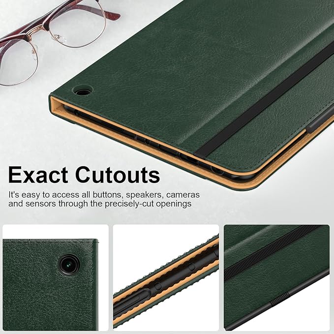 Grifobes Case 8/8 Plus [Only for 2022/2020 Released 12th/10th Generation] Premium PU Leather Folio Stand Smart Auto Wake/Sleep Cover with Built-in Stylus Holder/Pocket Forest Green