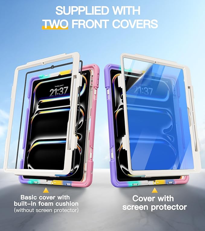 BRAECN for iPad Pro 13 inch Case M5 2025 &amp M4 2024 Heavy Duty Shockproof Protective with Pencil Holder Screen Protector 360°Rotating Stand Handle &amp Shoulder Strap Full Body Cover Kids Friendly
