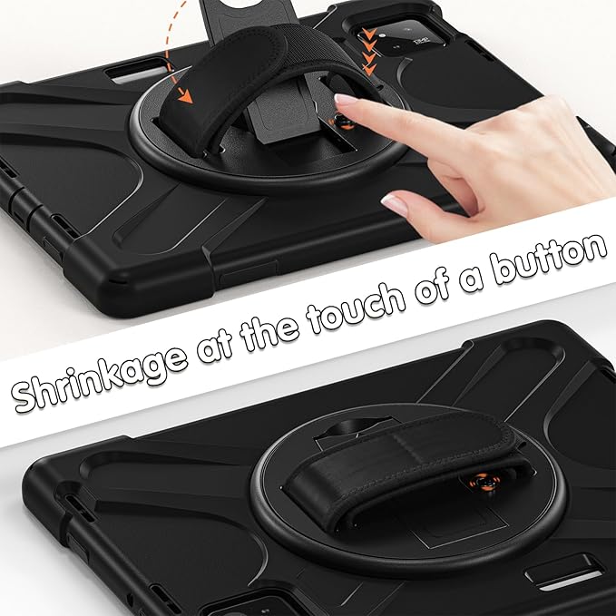 DreamerX for Samsung Galaxy Tab Active5 Pro 2025/Active 4 PRO/Active PRO 10.1 Case Heavy Duty Rugged Shockproof Drop Protection Cover with 360 Rotating Stand Handle Hand Strap Shoulder Strap Black
