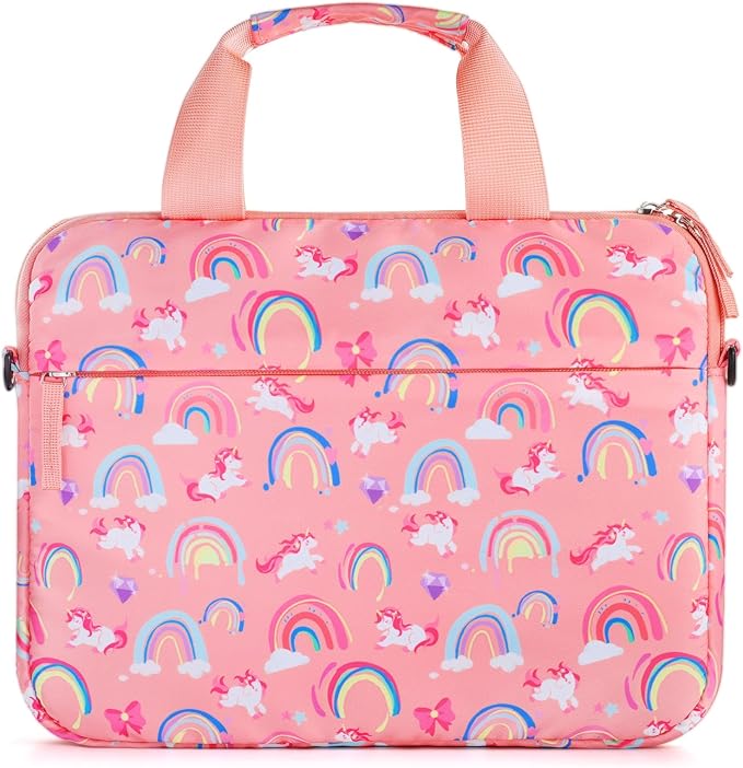 Kids Tablet Bag for Girls Kids Tablet Carrying Case for Fire HD 10 HD 8 Fire 7 Sleeve Bag Kid Kindle Bag iPad Bag for Kid Rainbow Unicorn Pink