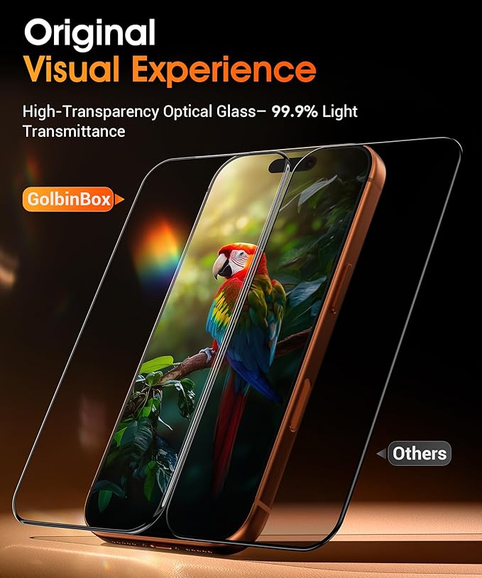 GolbinBox for iPhone 17 Pro Screen Protector [Anti-Reflection] [3D Full Coverage] 12FT Drop Protection 9H+ Hardness Anti-Fingerprint HD Clear Tempered Glass for iPhone 17Pro 6.3 2 Pack