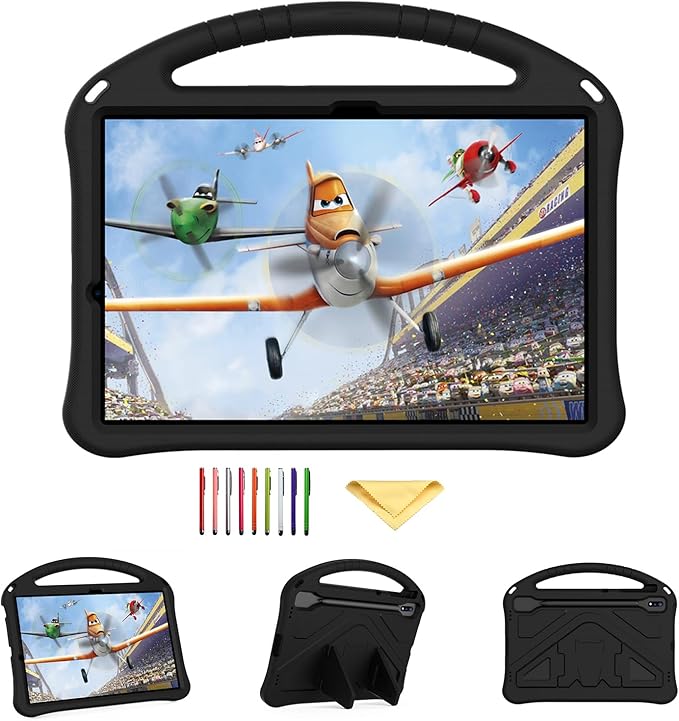 Kids Proof Case for Samsung Galaxy Tab S9 Plus 12.4 inch 2023 (SM-X810/X816/X818) UUcovers Stand Cover with S Pen Holder/Handle Soft EVA Shockproof Lightweight Rugged Cover for Tab S9+ 12.4 Black