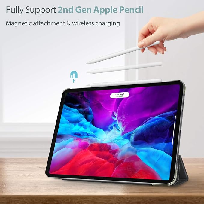 ProCase Smart Case for iPad Pro 12.9 2022/2021/2020/2018 Bundle with 5 Pack Pen Loop Holder for Notebooks Journals Planners Tablet Case