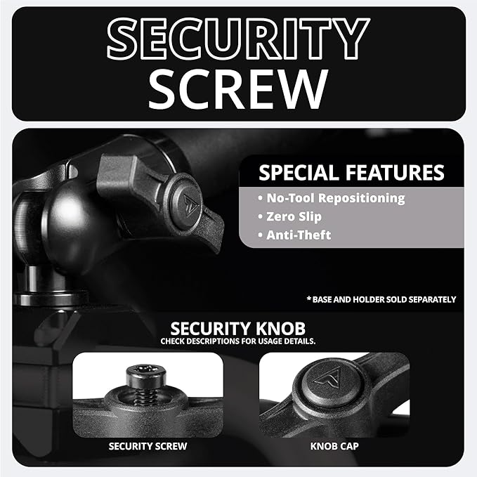 Tackform 7 Long 20mm Ball and Socket Arm DuraLock 20 Series Aluminum Tube Arm | Dual 20mm Sockets and Optional Anti-Theft Knobs | Black with Blue Billet Accent Kit