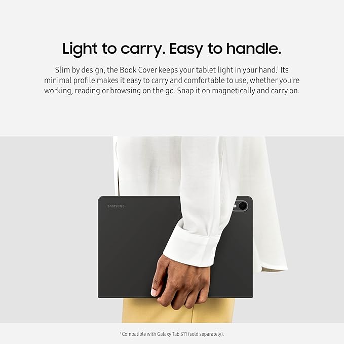 Samsung Galaxy Tab S11 Smart Book Cover Tablet Case Minimalist Style Slim and Sleek Foldable Stand US Version White