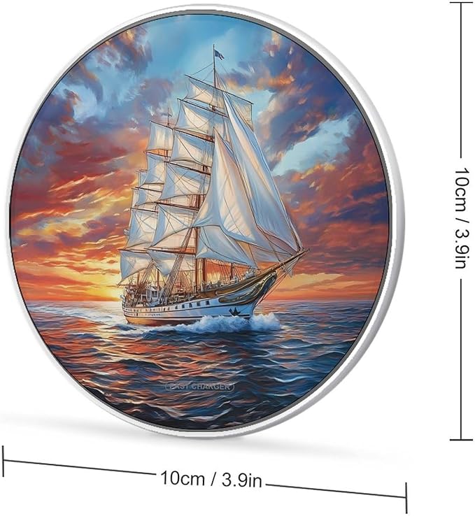 Sunset Sailboat Wireless Charger Anti-Slip Wireless Charging Pad Slim Charger Mat for Men Women
