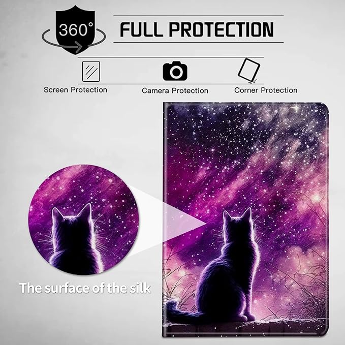 for All-New Fire HD 10 Tablet Case (13th Generation 10.1 inch 2023 Release) with Adjustable Stand &amp Auto Wake/Sleep Feature Smart Protect Cover Case - Galaxy Cat