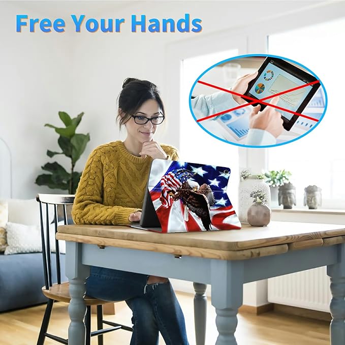 Case for Amazon Kindle Fire Max 11 Tablet (13th Gen 2023 Release) Slim Adjustable Stand Back Shell Protection Smart Cover for Fire Max 11 2023 11 Inch Eagle on American Flag