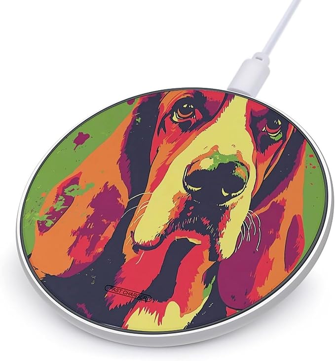 Basset Hound Dog Art Phone Charger Magnetic Charging Pad Anti-Slip with USB Cable