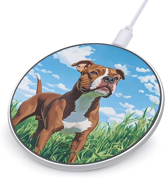 United States Staffordshire Terrier Dog Phone Charger Magnetic Charging Pad Anti-Slip with USB Cable