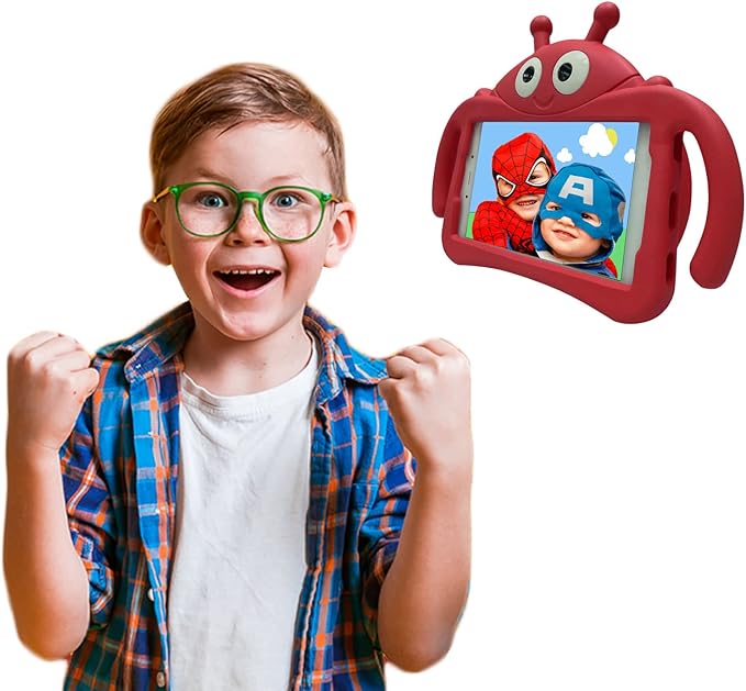 for Alcatel Joy Tab 2 Case for Kids Children Friendly Shockproof Protective Stand Handle Cover for Joy Tab 2 Case Alcatel 2020 8 Tablet (Model: 9032Z) for Boys Girls Cute Ladybug - Red