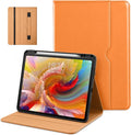 DTTO for iPad Pro 13 inch Case (M5/M4) 2025/2024 Premium Leather Business Folio Stand Cover with Pencil Holder - Auto Wake/Sleep &amp Multiple Viewing Angles Built in Hand Strap &amp Pocket Orang