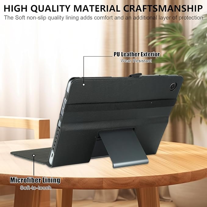 Case Compatible with Lenovo Tab Plus 11.5 inch 2024 Tablet PU Leather Business Cover for Tab Plus (TB351FU) Folding Stand CoverBlack