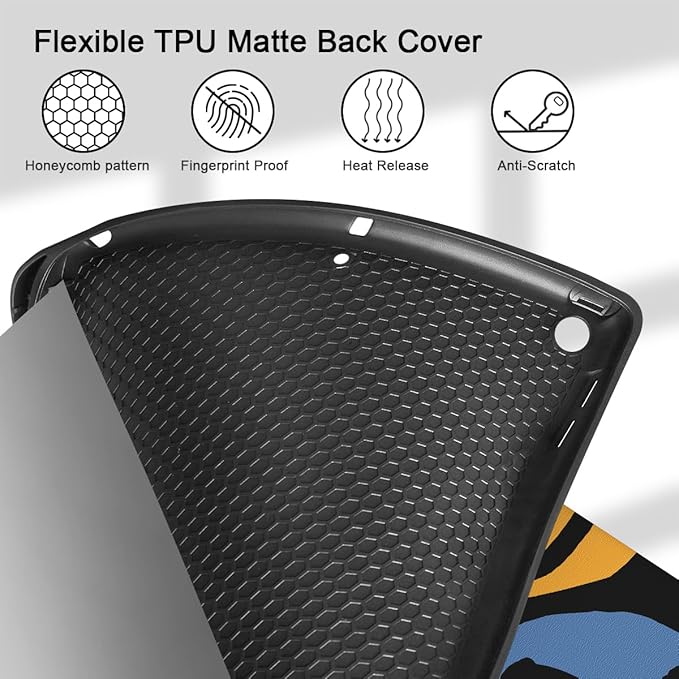 Mektron Designed Printed iPad 10.2 Case 9th Gen (2021)/ 8th Gen (2020)/ 7th Gen (2019) with Pencil Holder Slim Protective Case with Soft TPU Back Auto Wake/Sleep for iPad 10.2 Inch Smiling Face