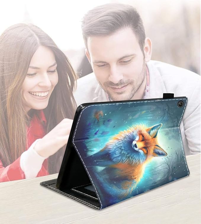 Case for Amazon Kindle Fire 7 Tablet (7 9th/7th Generation 2019/2017 Release) Slim PU Leather Cover with Card Slot &amp Auto Wake/Sleep Jungle Fox