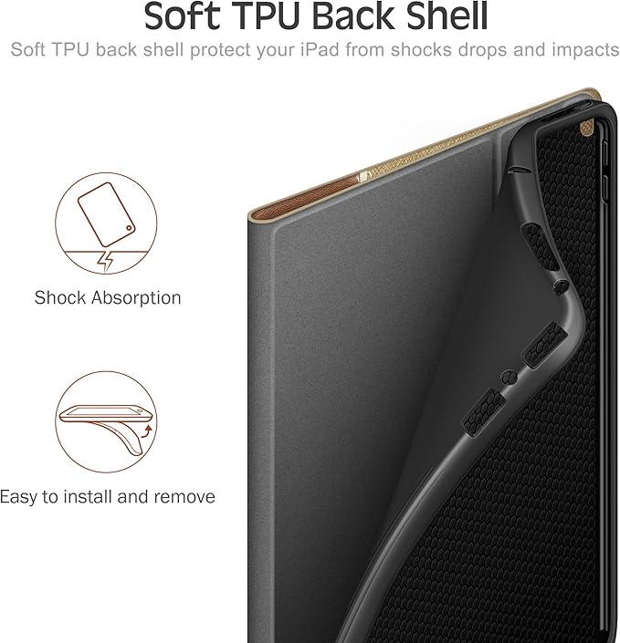 KingBlanc Case for iPad Air (3rd Generation) 10.5 2019 / iPad Pro 10.5 inch 2017 Case with Apple Pencil Holder Vegan Leather Smart Cover Auto Sleep/Wake Multi-Angle Folding Stand Beige
