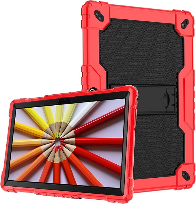 for Vankyo MatrixPad S10 Tab Case YQSAVIOR CUPEISI Coopers YQ10S VIVIMAGE A10 A38 BYANDBY BYYQ10S 10.1 Case Built in Kickstand Shoulder Strap Shell with Screen Protector (Red+Black/2 Pcs)