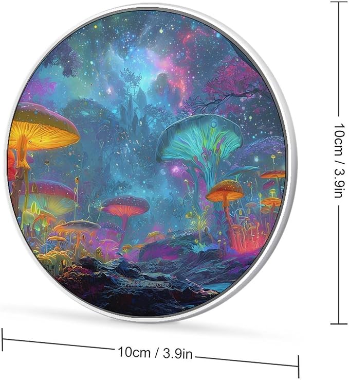 Psychedelic Mushroom Forests Universes Phone Charger Magnetic Charging Pad Anti-Slip with USB Cable